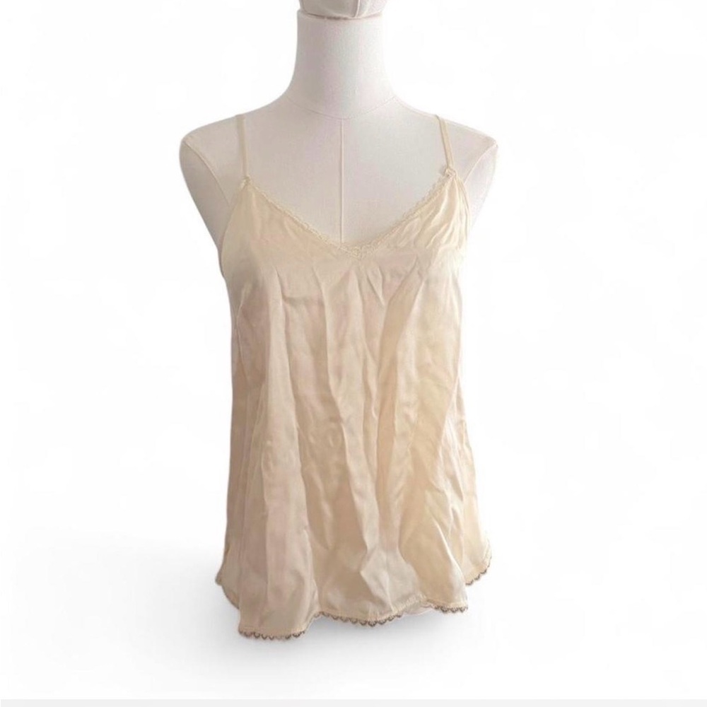 Satin Spaghetti Strap Cami Top in Cream